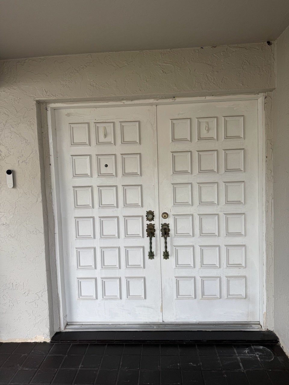 Exterior before double entry door replacement